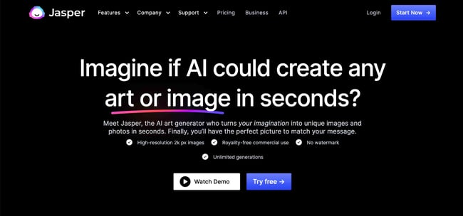 ai website design tools: jasper ai art 